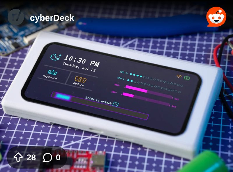 From the cyberDeck community on Reddit: A prototype of our modular Linux handheld. Powered by STM32MP157.